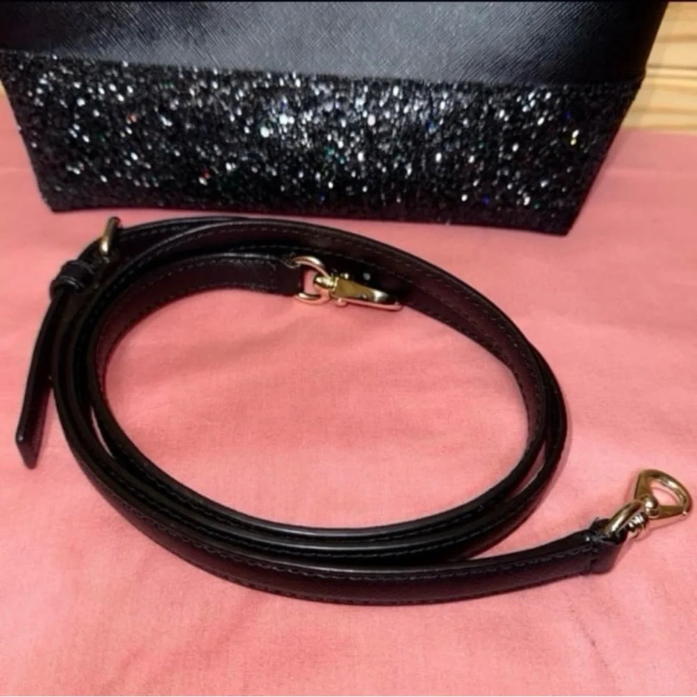 Kate Spade Ina Greta Court Black Glitter sparkle Satchel Mini Tote crossbody